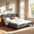 Pierre King Bed Frame with Wingback Headboard – Grey