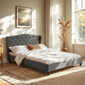 Pierre Queen Bed Frame with Wingback Headboard – Grey