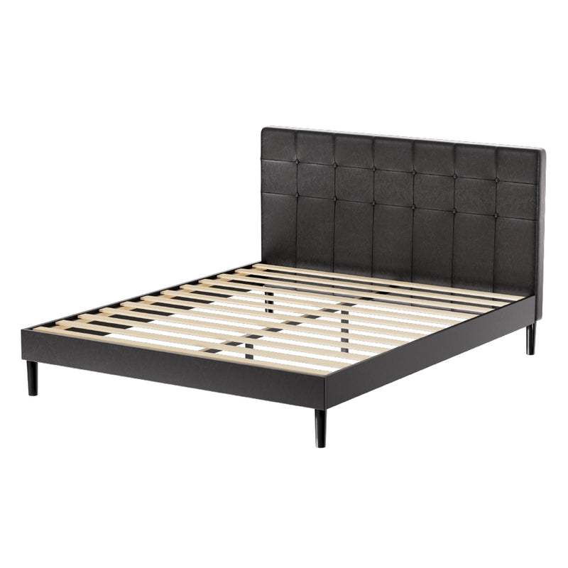 Manly Queen LED Bed Frame With Charge Ports Black-7