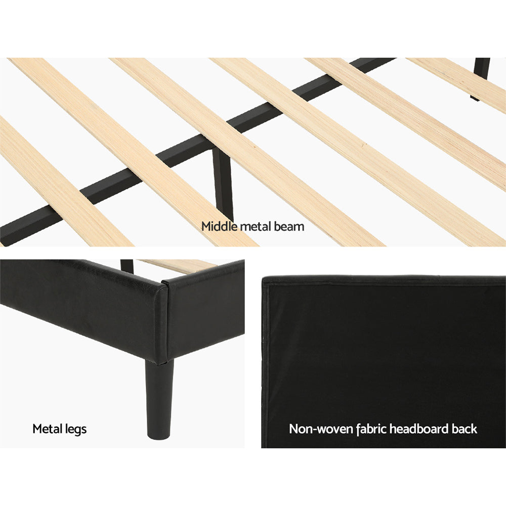 Manly Queen LED Bed Frame With Charge Ports Black