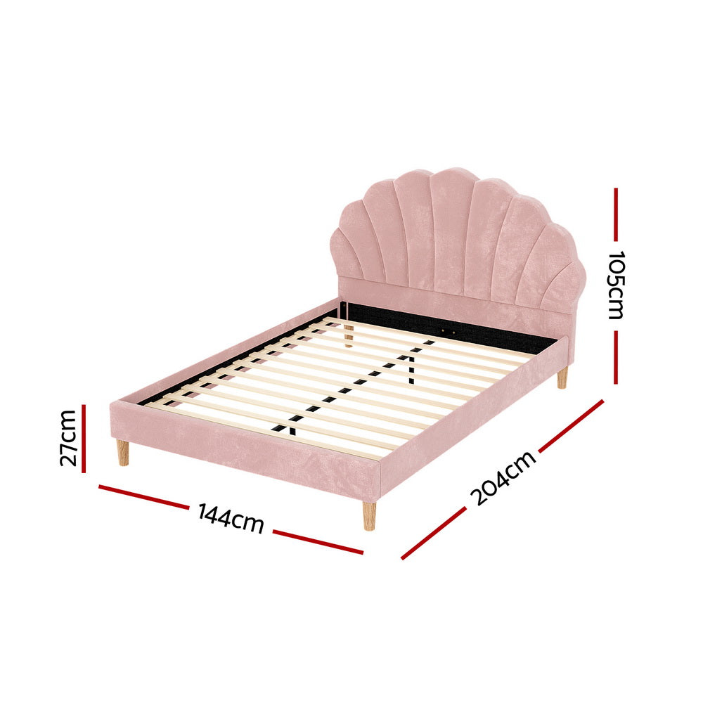 Rosie Double Bed Frame - Pink Velvet