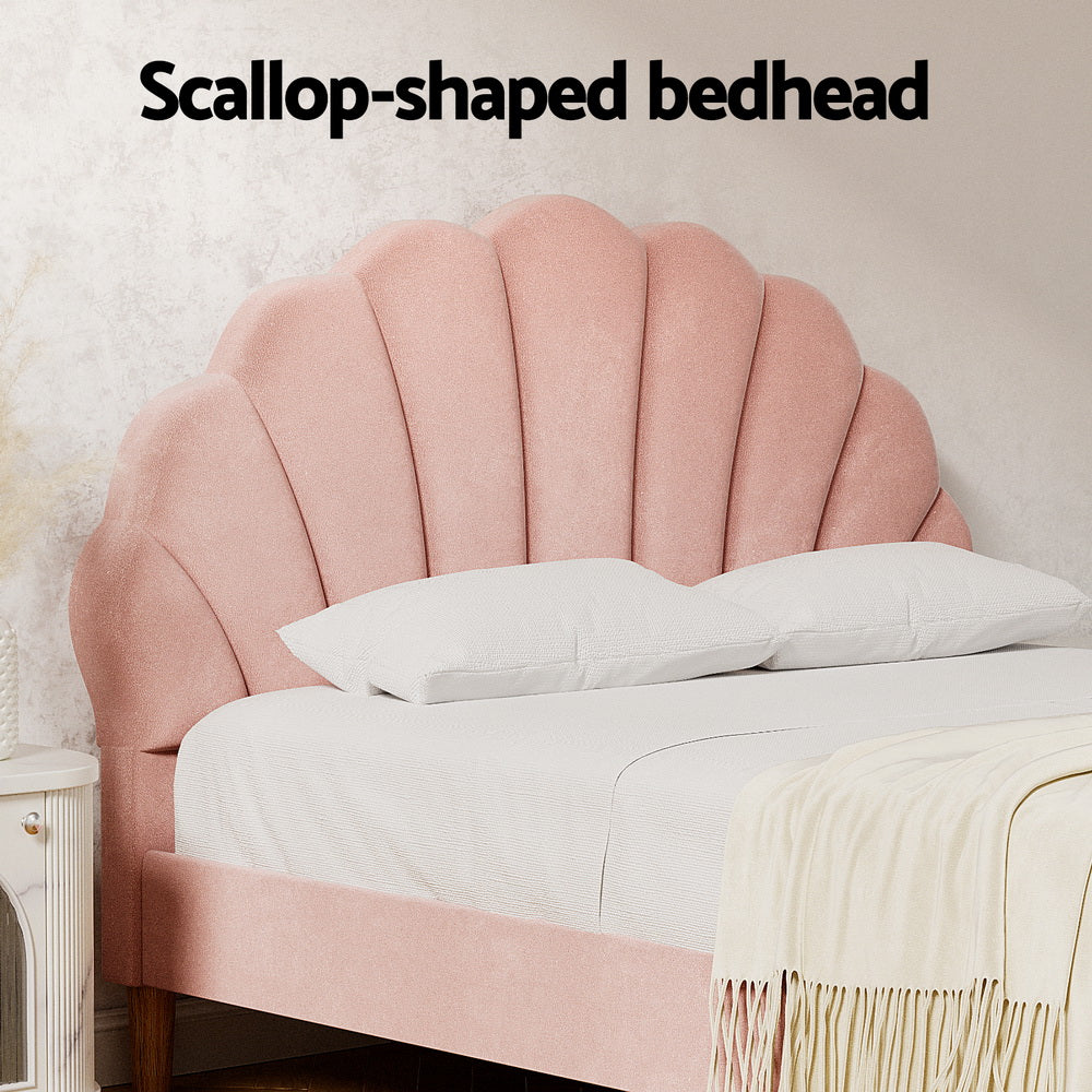 Rosie Double Bed Frame - Pink Velvet