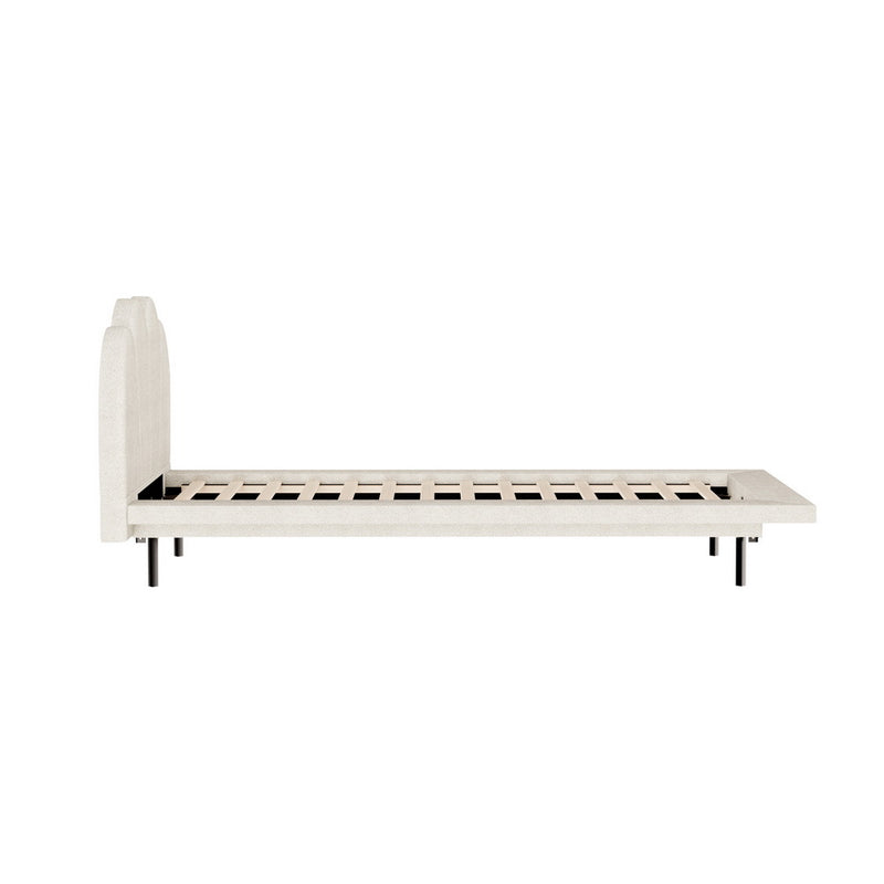 Sasa Single LED Bed Frame - Beige Boucle Fabric-3