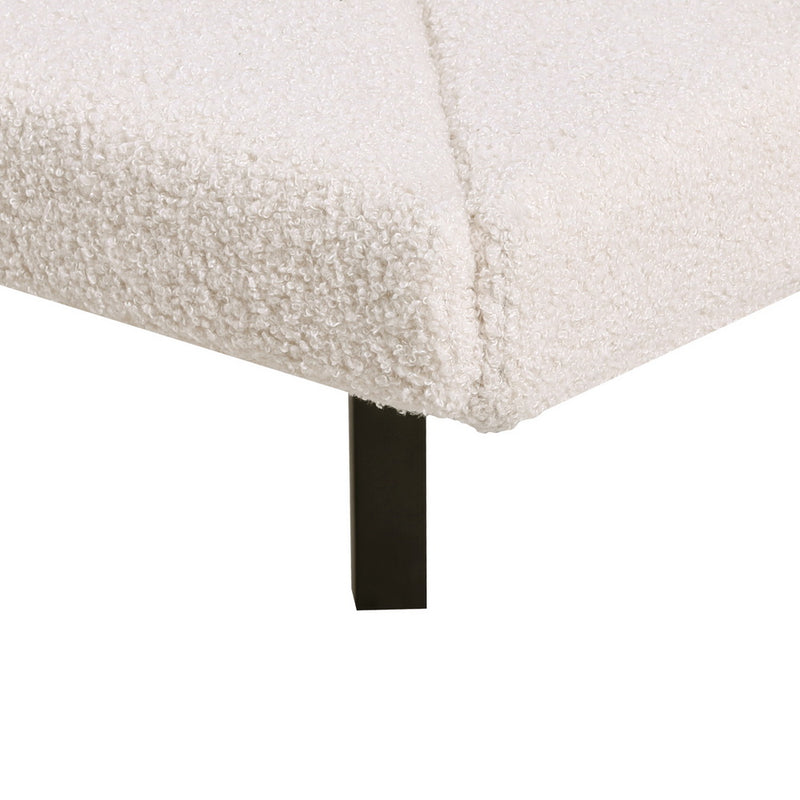 Sasa Single LED Bed Frame - Beige Boucle Fabric-4