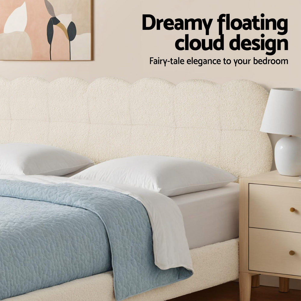 Cloud Double Bouclé Bed Frame – White
