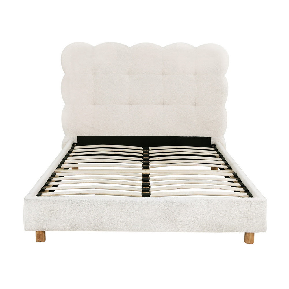 Cloud King Single Bouclé Bed Frame – White
