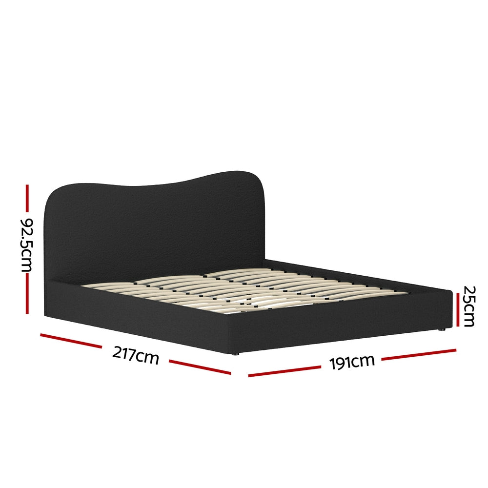 King Package | Albany Bouclé Bed Frame Black & Serenity Euro Top Mattress (Medium Firm)