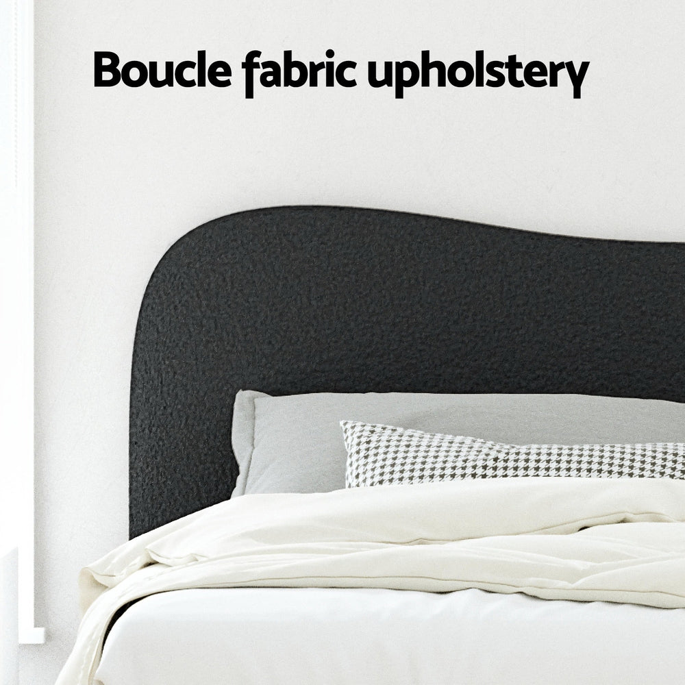 King Package | Albany Bouclé Bed Frame Black & Serenity Euro Top Mattress (Medium Firm)