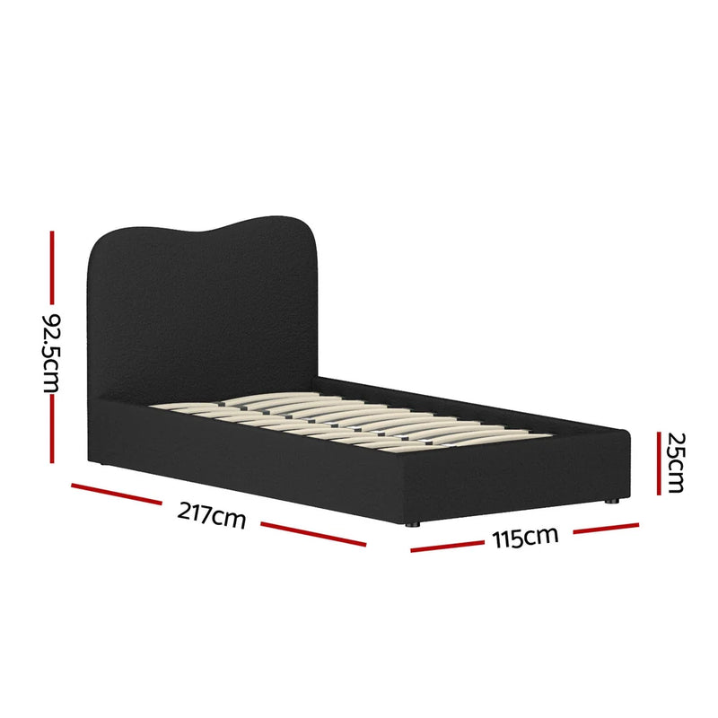 King Single Premium Package | Albany Bouclé Bed Frame Black, Algarve Euro Top Pocket Spring Mattress (Medium Firm) & Pillowtop Mattress Topper-5
