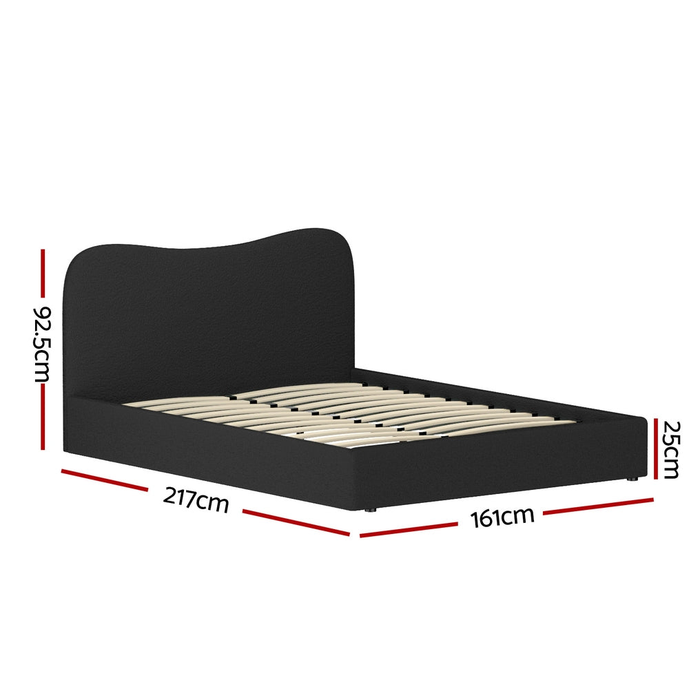 Albany Bouclé Queen Bed Frame - Black-2