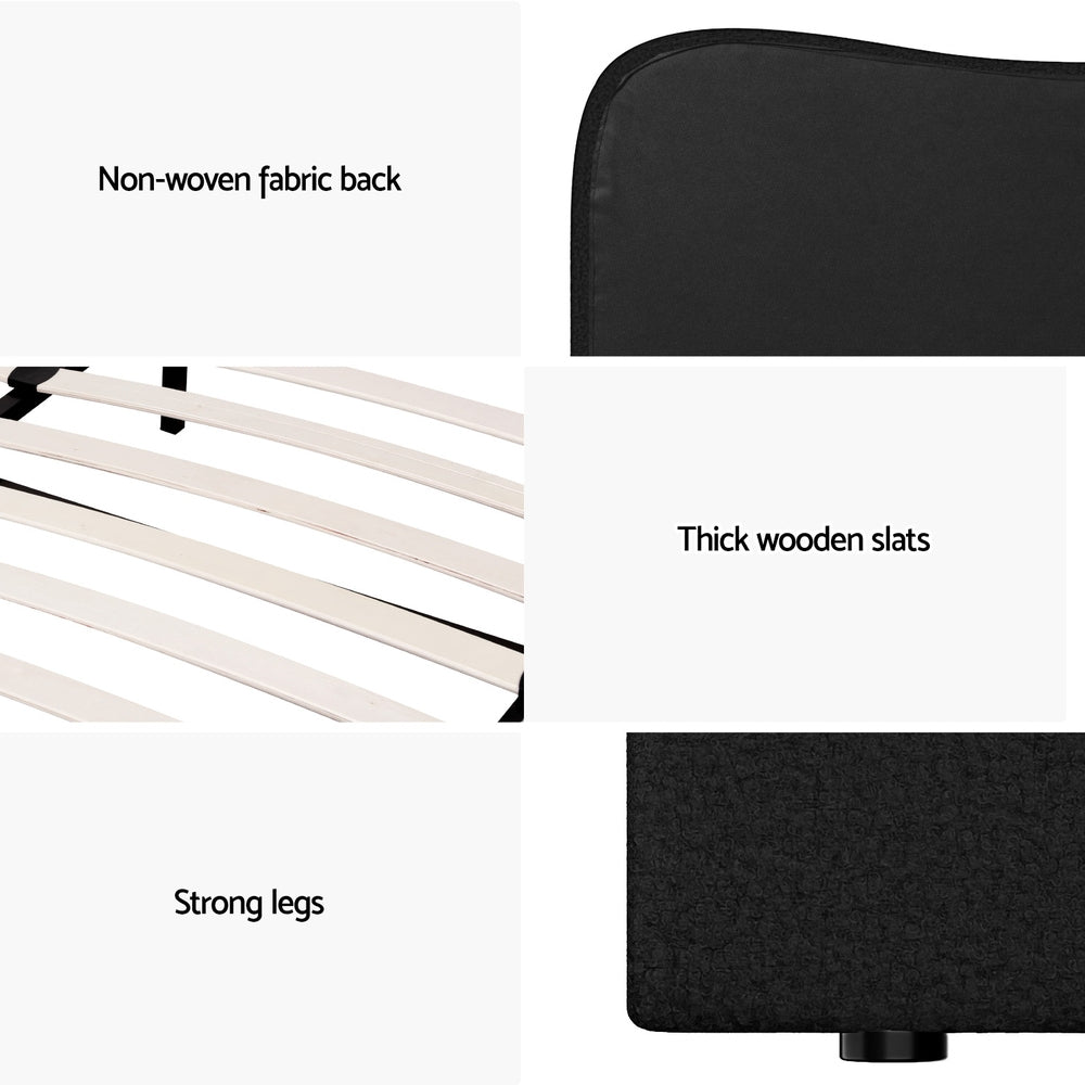 Albany Bouclé Queen Bed Frame - Black-6