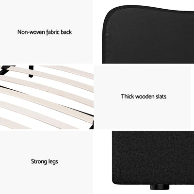 Albany Bouclé Queen Bed Frame - Black