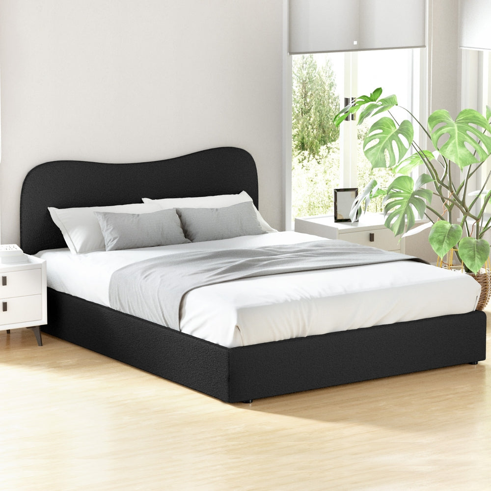 Albany Bouclé Queen Bed Frame - Black-1