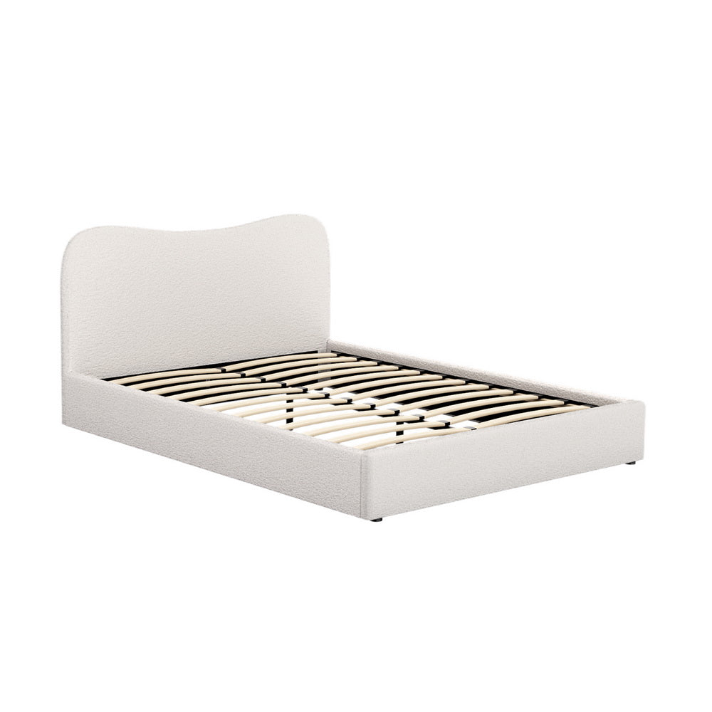 Albany Queen Boucle Bed Frame - Cream White