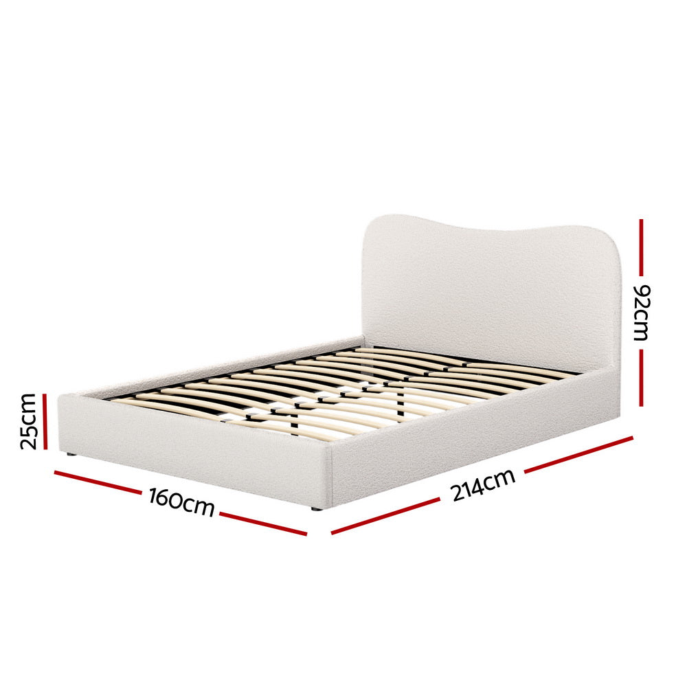 Albany Queen Boucle Bed Frame - Cream White