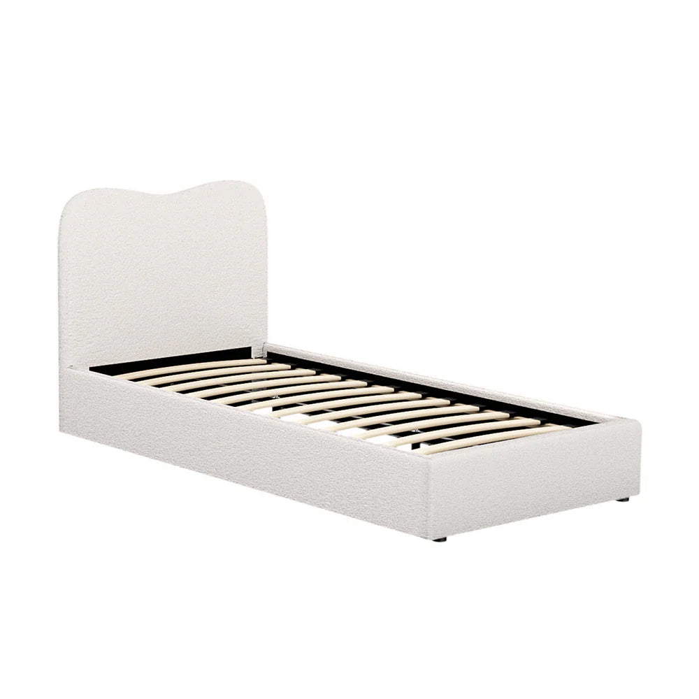 Single Premium Package | Albany Boucle Bed Frame Cream White, Alanya Euro Top Pocket Spring Mattress (Medium Firm) & Pillowtop Mattress Topper