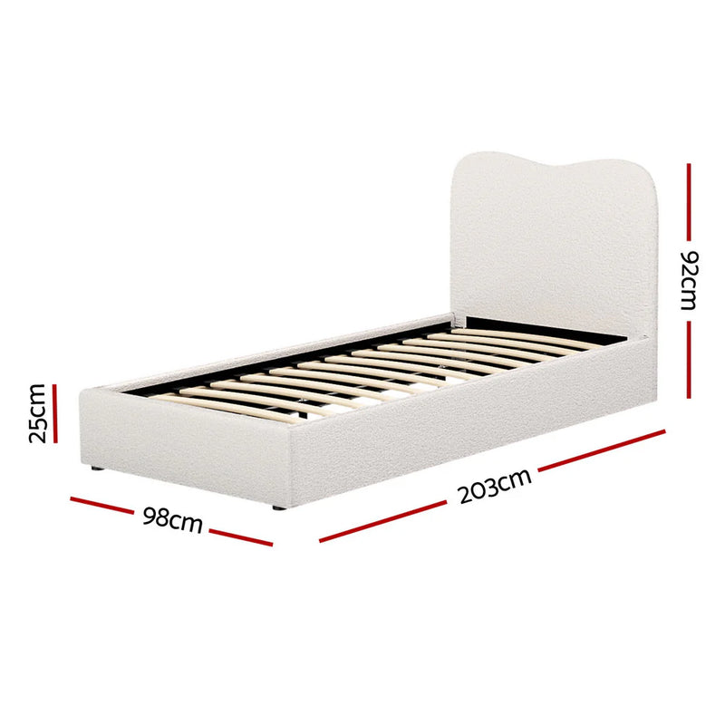 Single Premium Package | Albany Boucle Bed Frame Cream White, Alanya Euro Top Pocket Spring Mattress (Medium Firm) & Pillowtop Mattress Topper-4