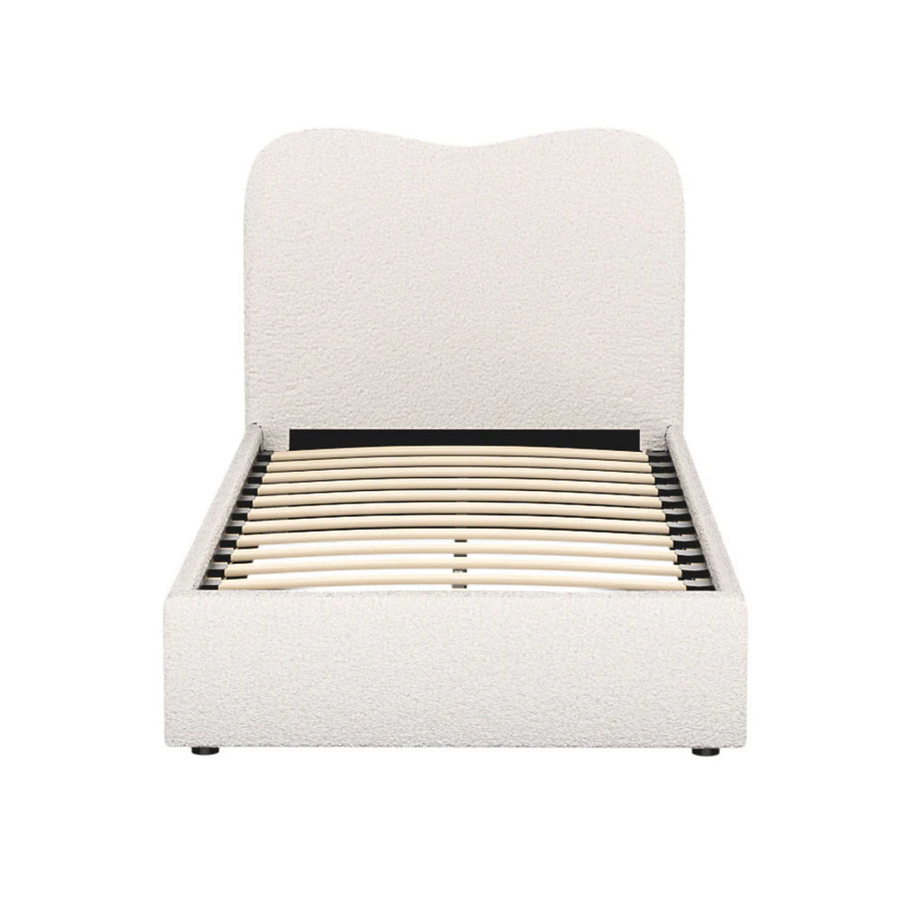 Single Premium Package | Albany Boucle Bed Frame Cream White, Alanya Euro Top Pocket Spring Mattress (Medium Firm) & Pillowtop Mattress Topper