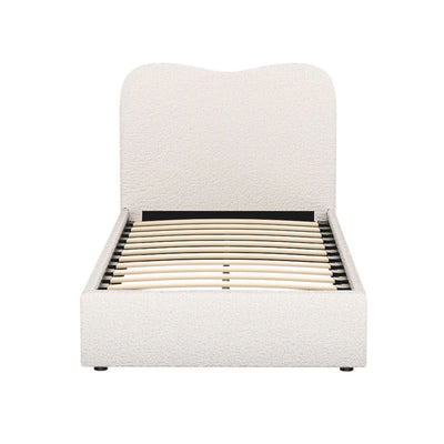 Single Premium Package | Albany Boucle Bed Frame Cream White, Alanya Euro Top Pocket Spring Mattress (Medium Firm) & Pillowtop Mattress Topper