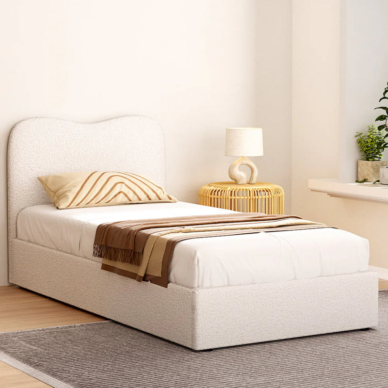 Single Premium Package | Albany Boucle Bed Frame Cream White, Alanya Euro Top Pocket Spring Mattress (Medium Firm) & Pillowtop Mattress Topper-2