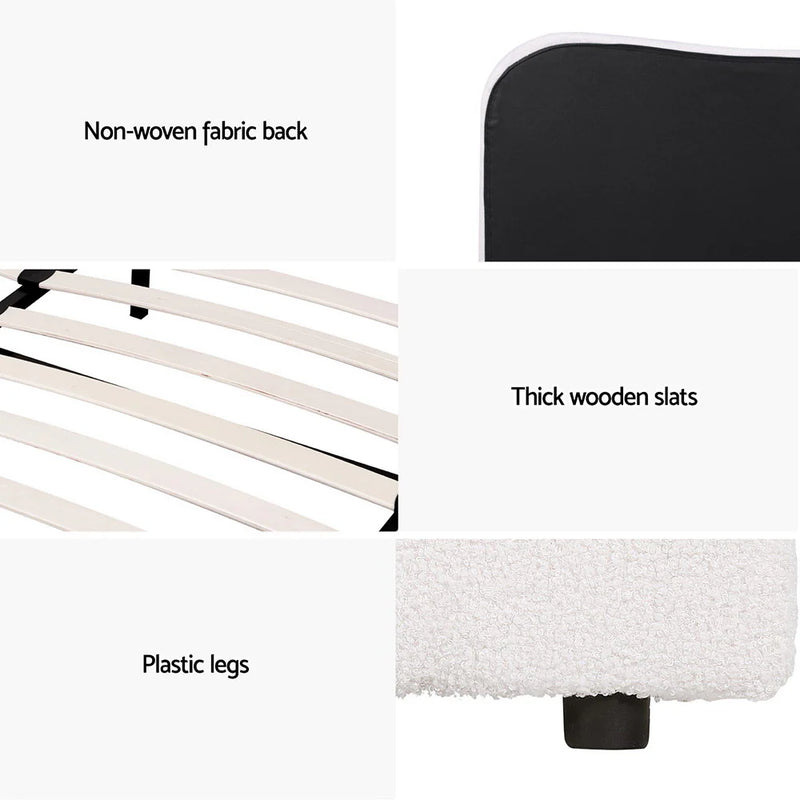 Single Premium Package | Albany Boucle Bed Frame Cream White, Alanya Euro Top Pocket Spring Mattress (Medium Firm) & Pillowtop Mattress Topper-8