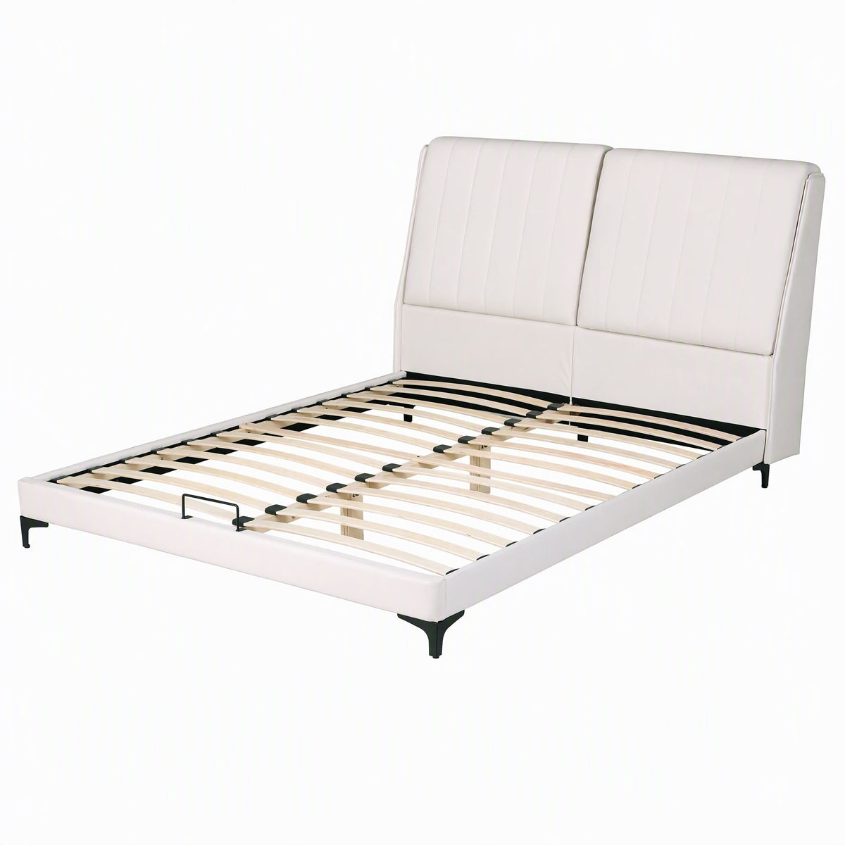 King Size Bed Frame with Adjustable PU Leather Headboard