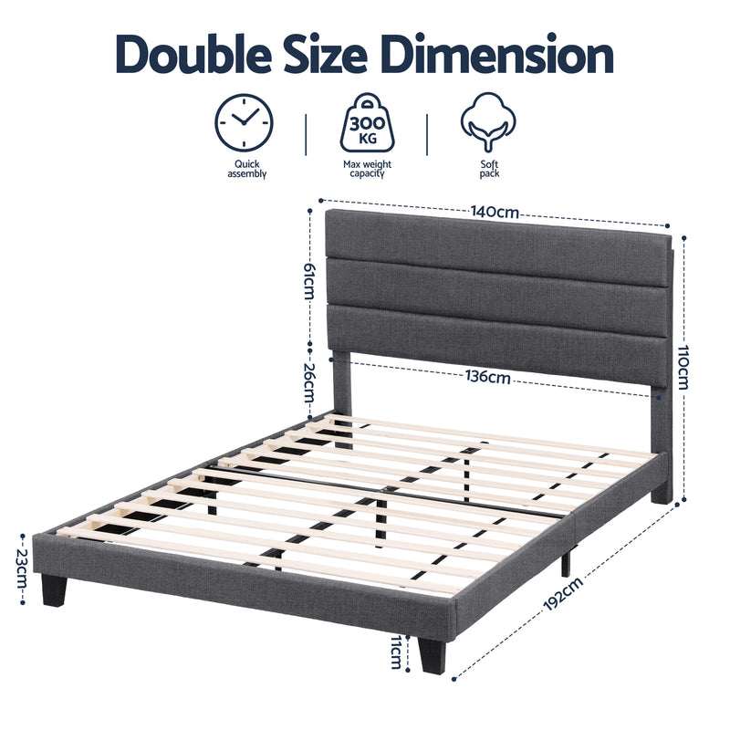 Double Package | Hush Linen Bed Frame Dark Grey & Serenity Euro Top Mattress (Medium Firm)-3
