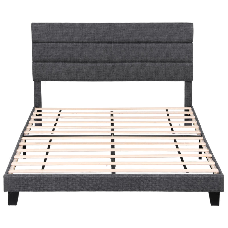 Hush King Linen Upholstered Bed Frame - Dark Grey-3
