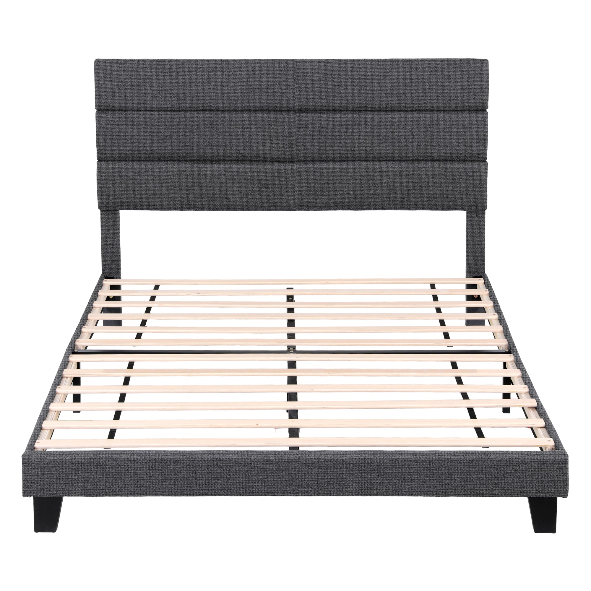 Queen Package | Hush Linen Bed Frame Dark Grey & Serenity Euro Top Mattress (Medium Firm)