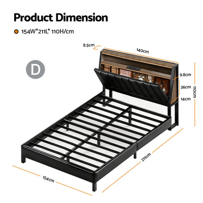 Jindara Smart LED Double Bed Frame – Black