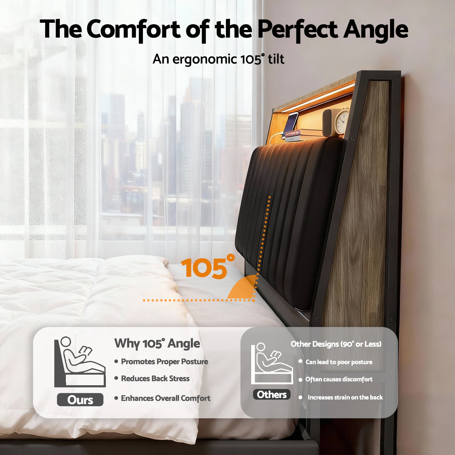 Jindara Smart LED Double Bed Frame – Black-6