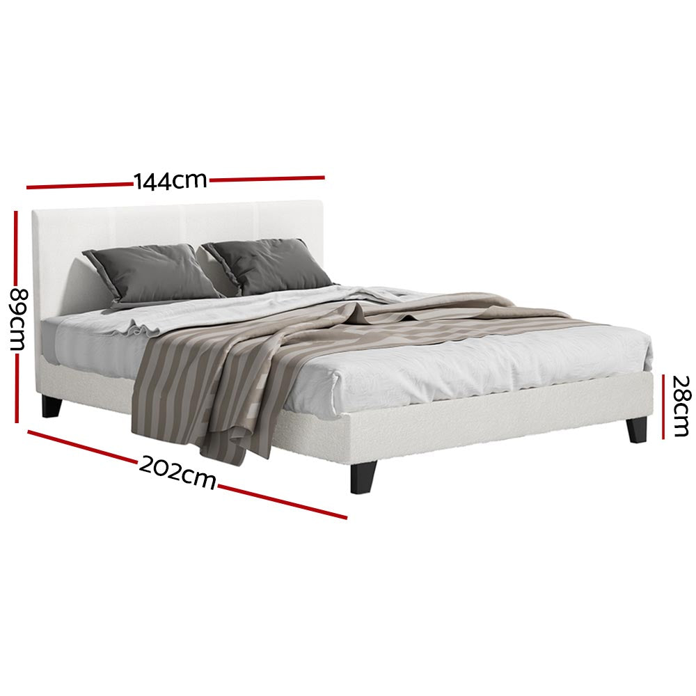 Coogee Double Bed Frame Cuddly White Bouclé