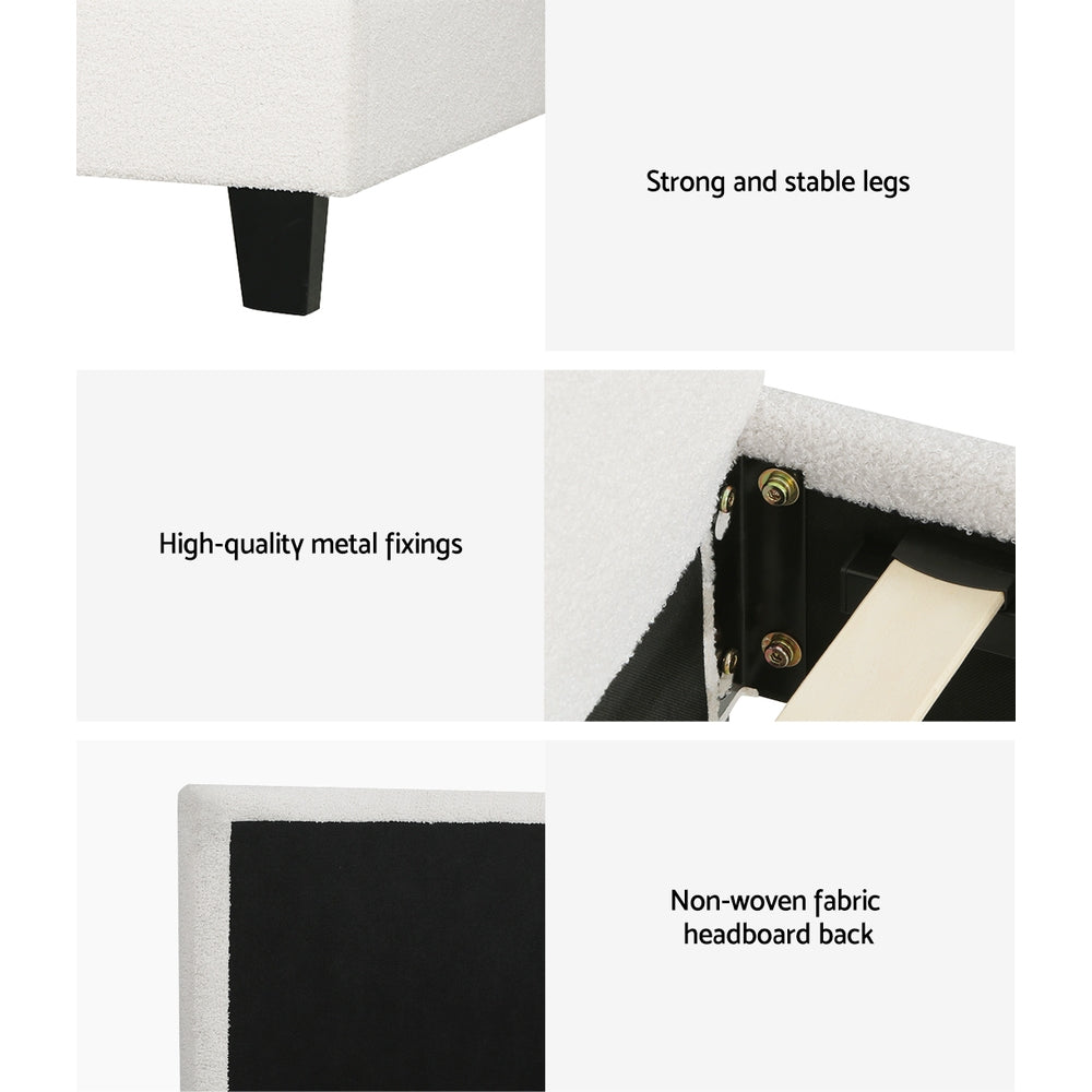 Coogee Single Bed Frame Cuddly White Bouclé