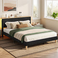 Royce Double Upholstered LED Bed Frame with Adjustable Headboard - Black Velvet