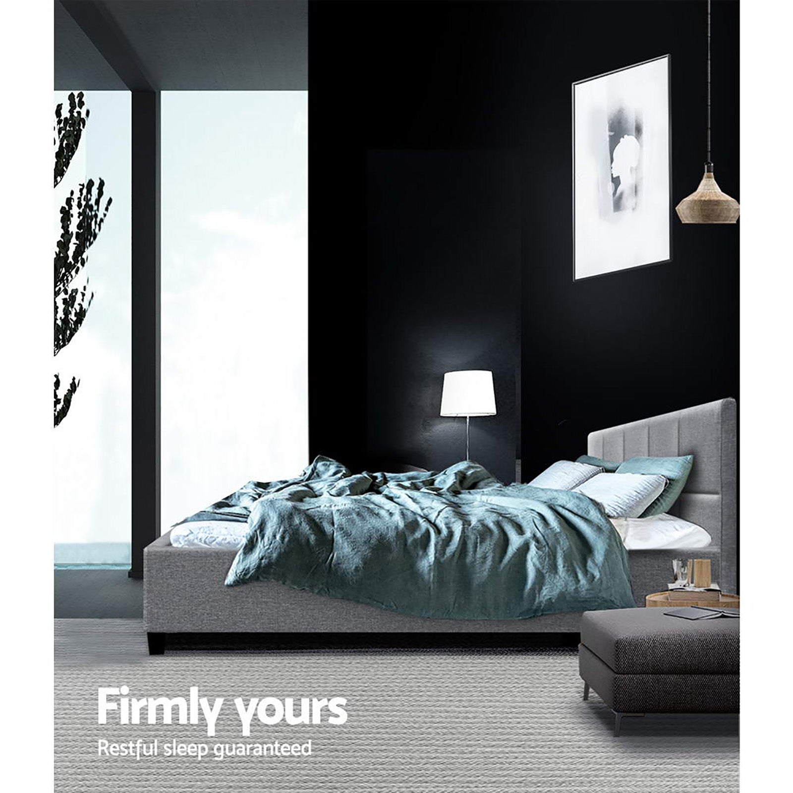 Queen Package | Bondi Bed Grey & Reverie Euro Top Mattress (Medium Firm)