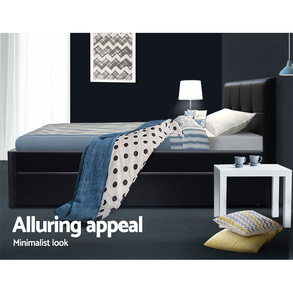 Eden King Single Trundle Bed Black