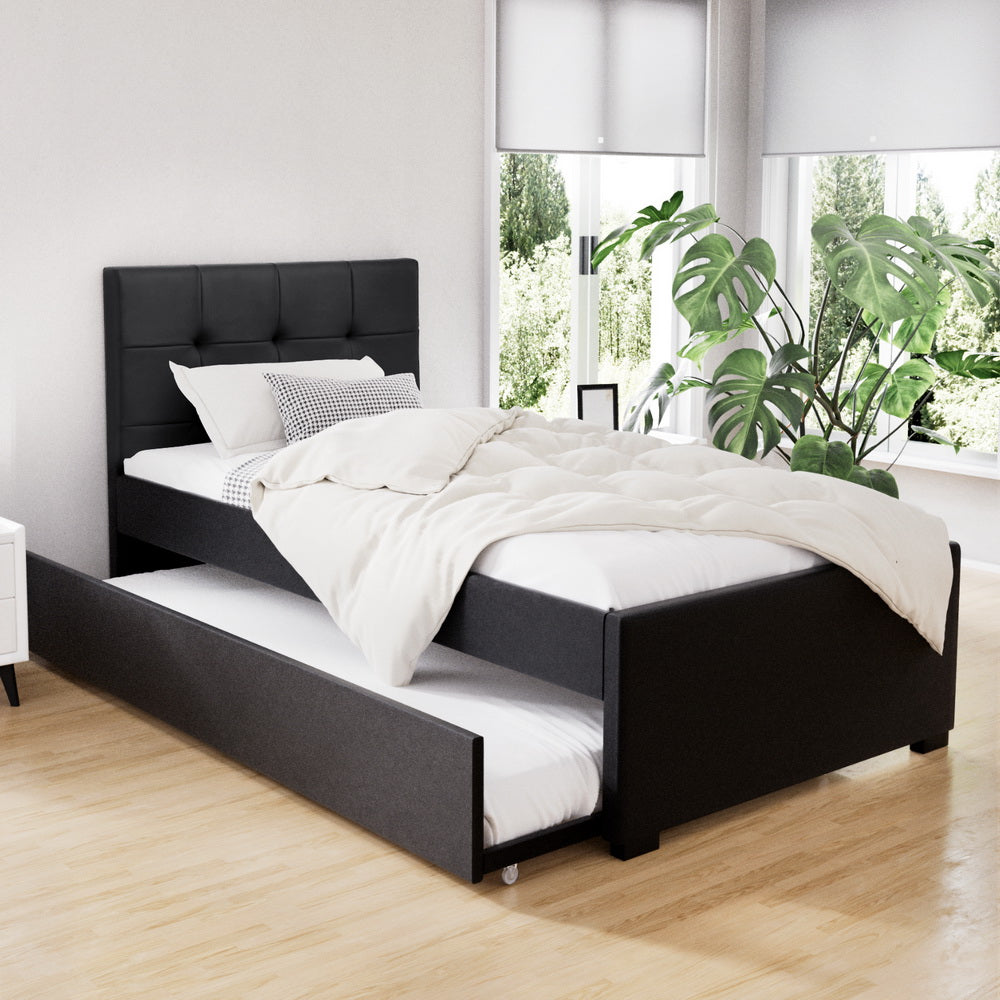 Eden King Single Trundle Bed Black