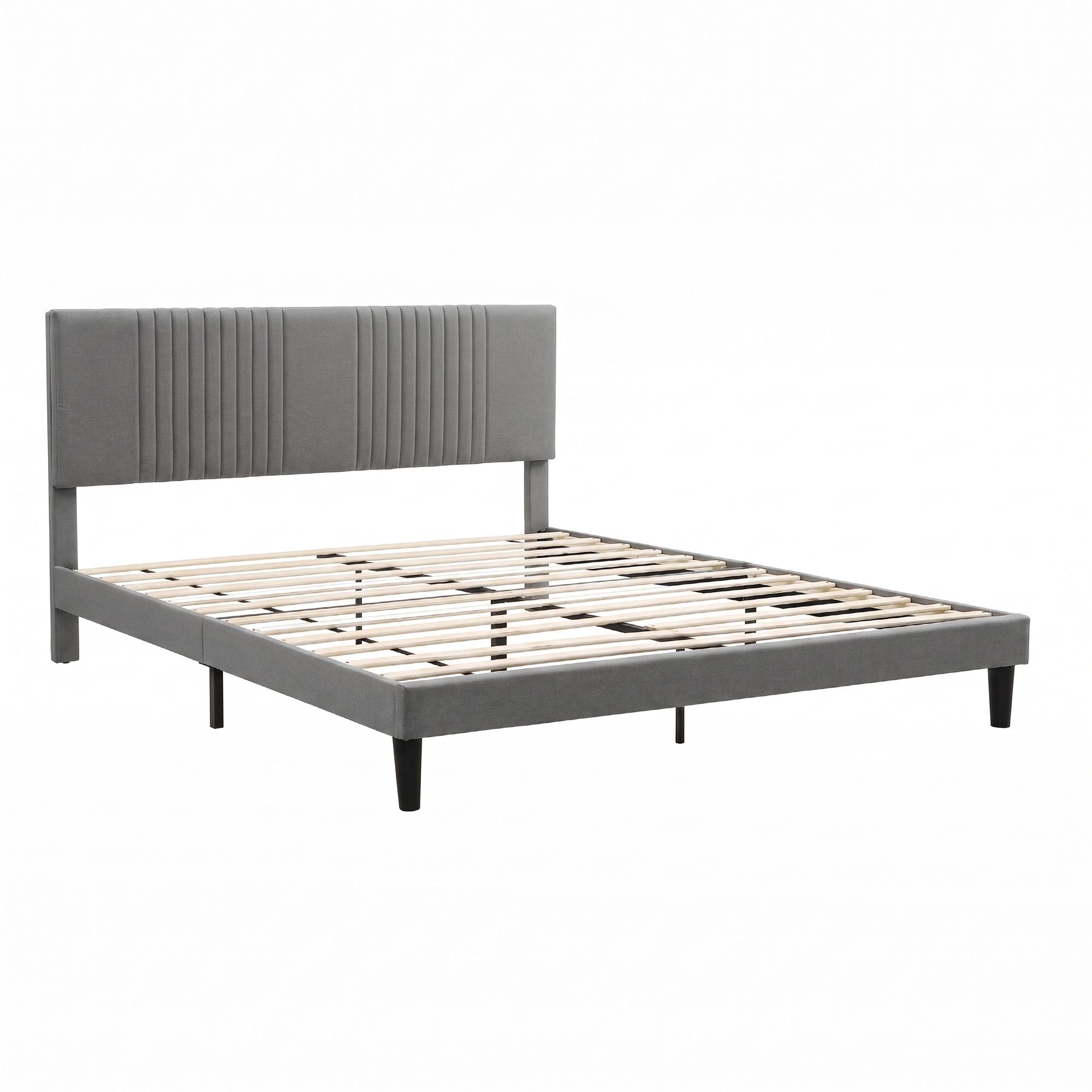 King Adjustable Headboard Bed Frame 300kg Capacity - Grey