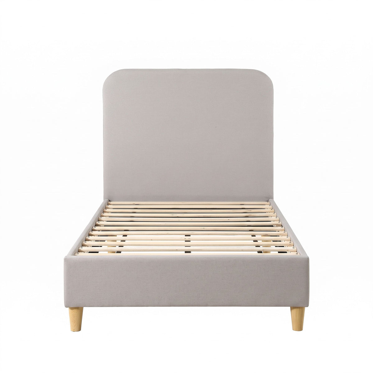 King Single Upholstered Bed Frame with Headboard - Grey