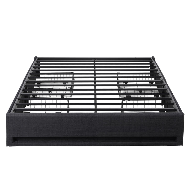 Double Bed Frame with Storage Drawers RGB Lights Charging Station Upholstered Fabric-3