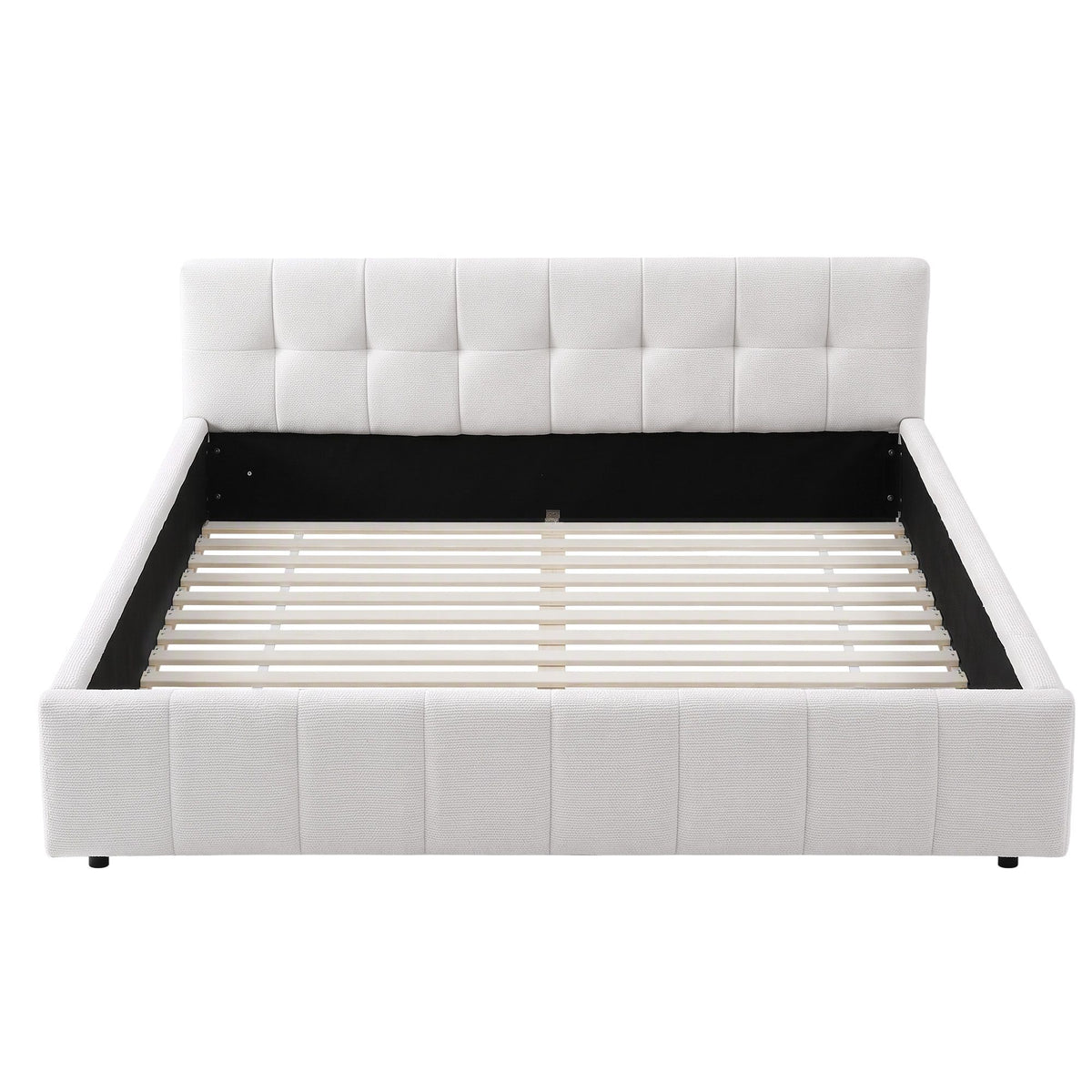 Double Bed Frame with Charging Station, LED Lights & Tufted Headboard