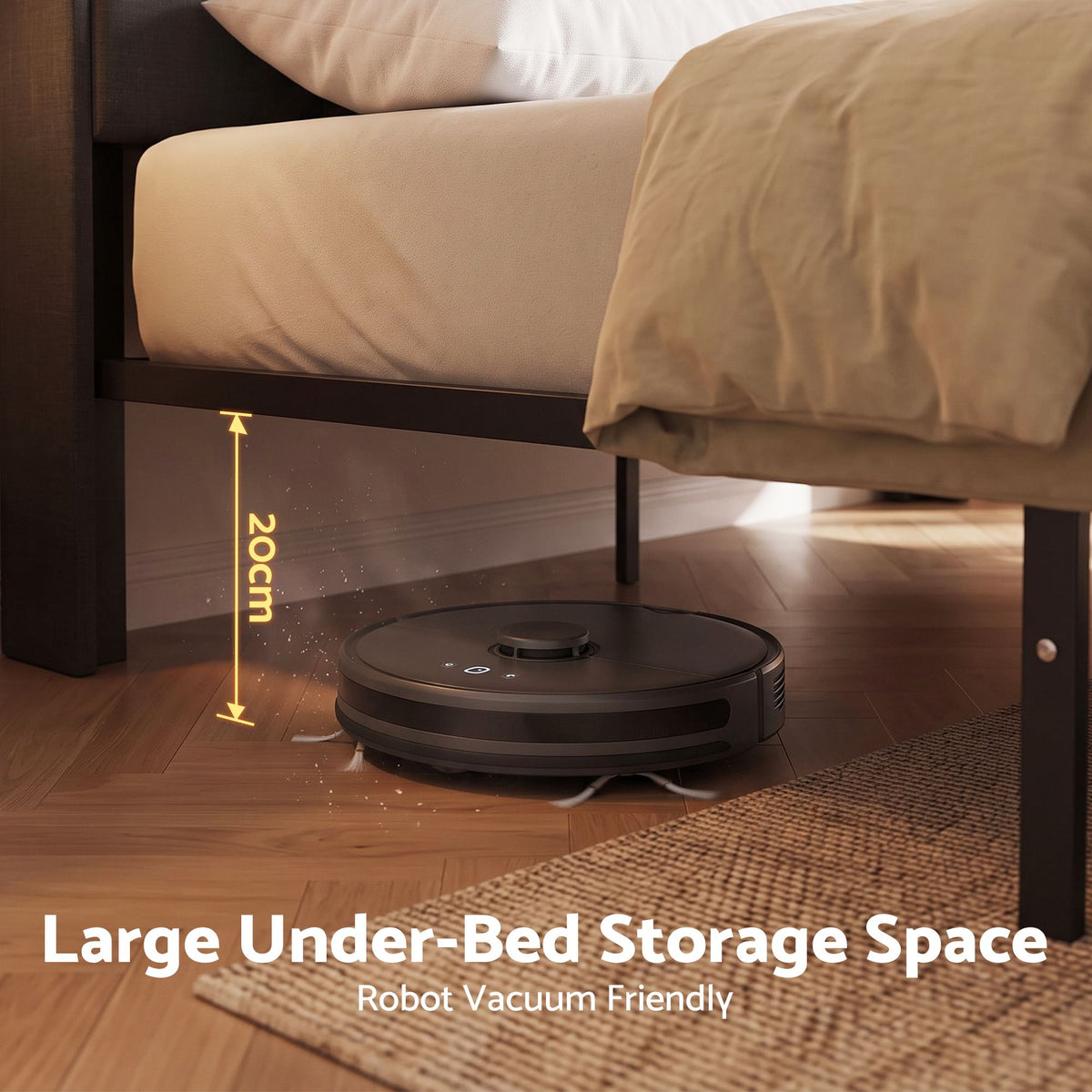 Double Bed Frame with 2 Storage Drawers, Headboard, USB Charging & RGB LED Light