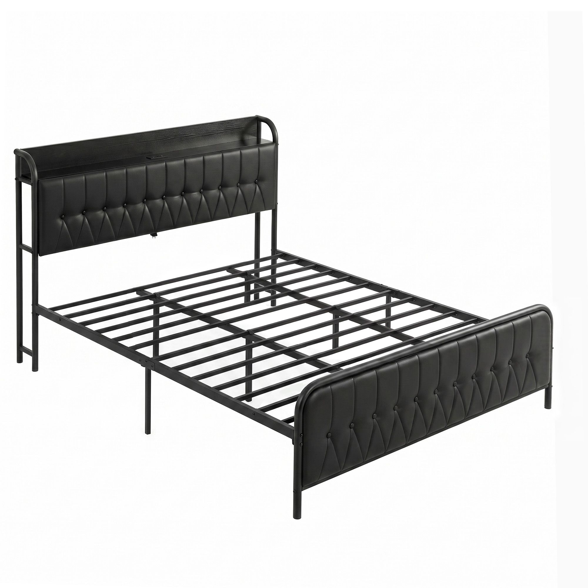 King Bed Frame with Storage Headboard SAA Certified Charging Station