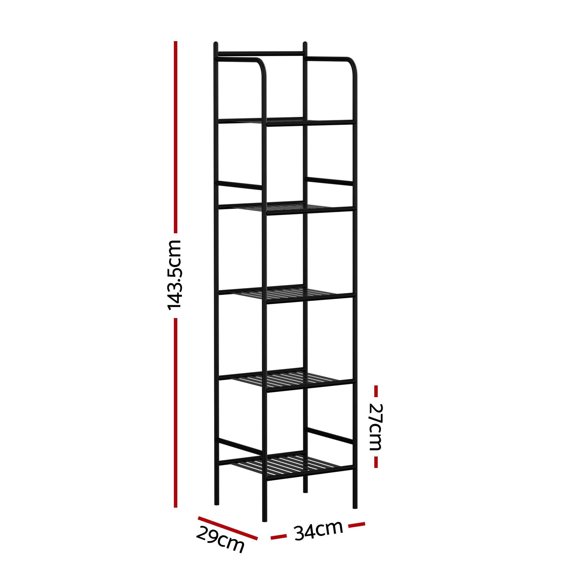 2X 5 Tier Floor Standing Corner Shower Caddy Bathroom Organizer - Black