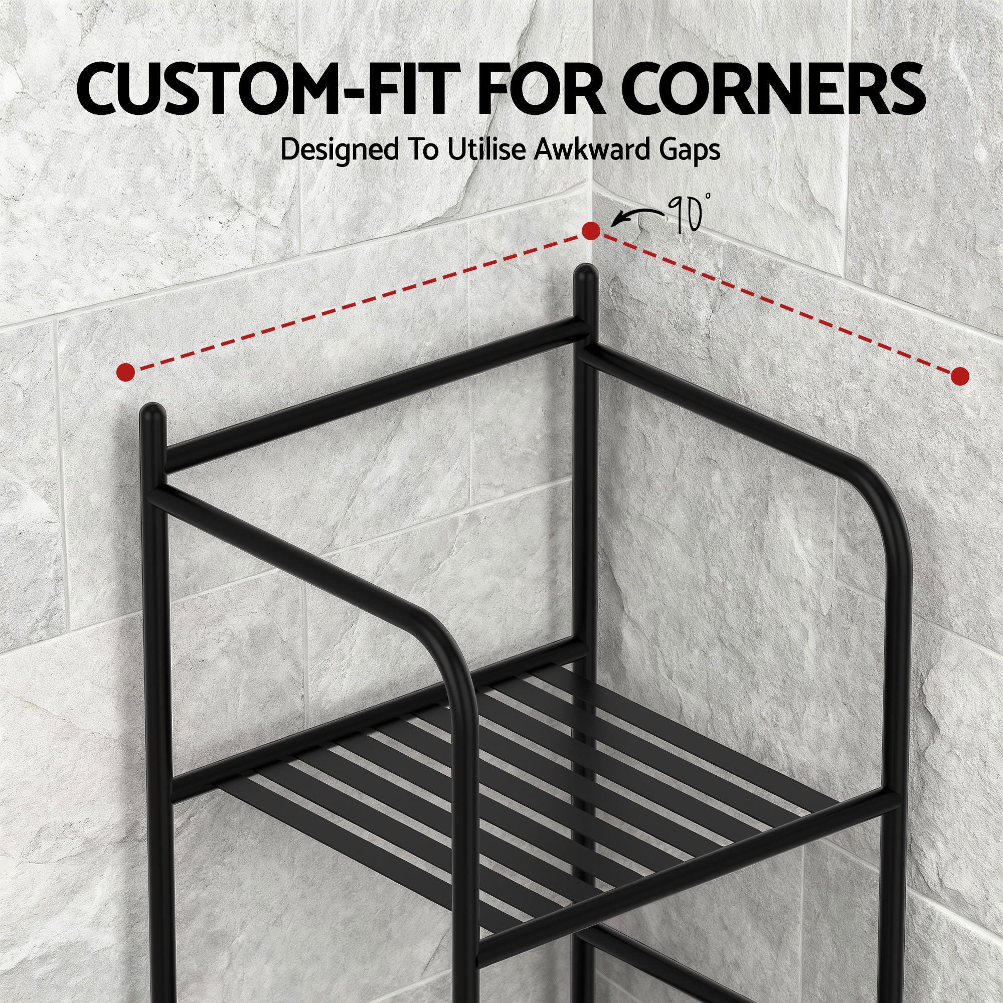2X 5 Tier Floor Standing Corner Shower Caddy Bathroom Organizer - Black