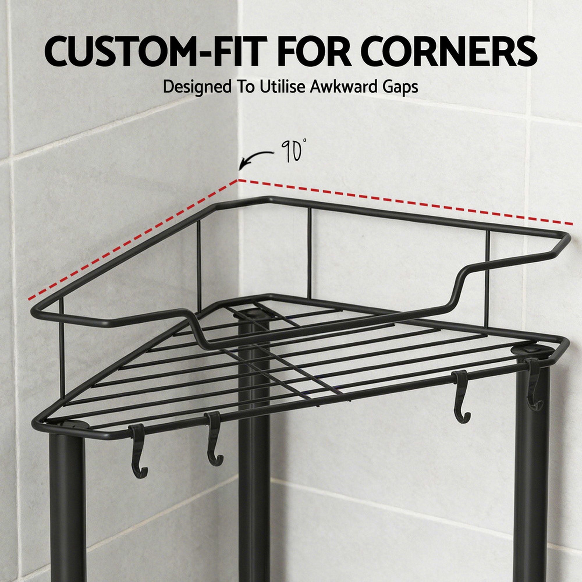 2x Floor Standing Shower Caddy 4 Tier Rustproof Bathroom Storage
