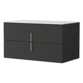 Vanity Unit 900mm Bathroom Cabinet Storage Wall Hung Black Timber Front