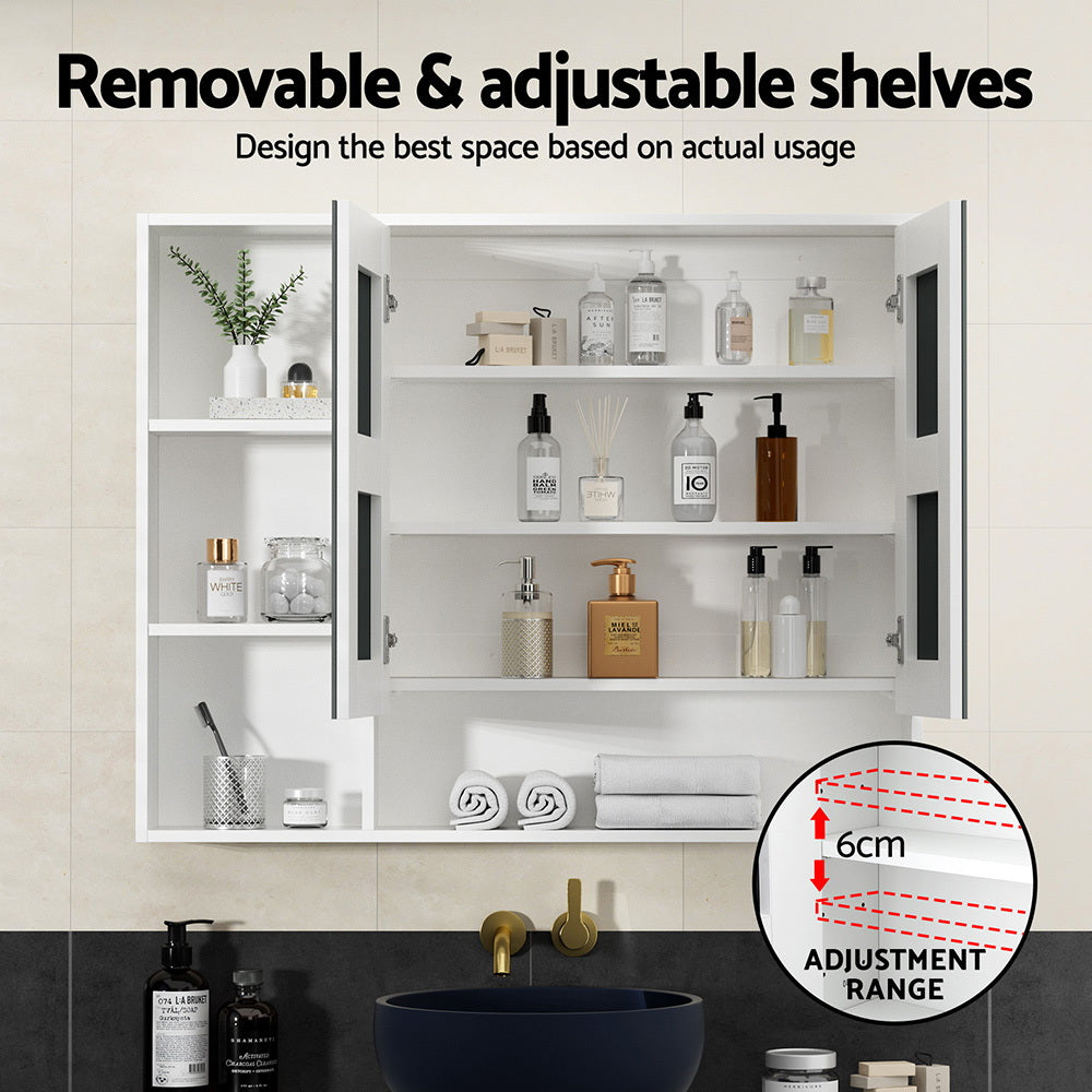 Bathroom Mirror Cabinet 100CM Vanity Medicine Wall Mounted Storage White