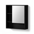 Bathroom Mirror Cabinet Mirrored Medicine Adjustable Shelf Wall Mounted 560mm Black