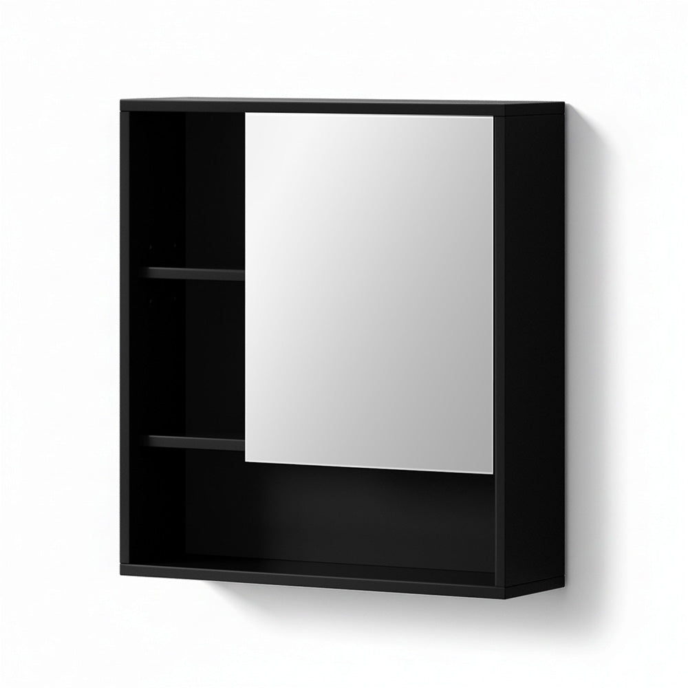 Bathroom Mirror Cabinet Mirrored Medicine Adjustable Shelf Wall Mounted 560mm Black with sleek storage and modern design
